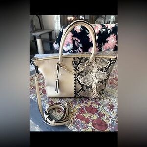 Victoria’s Secret Cream & Snakeskin Print Bag